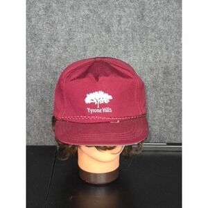 Maroon Tyrone Hills Golf Tree Logo Snapback Baseball Cap Derby Cap USA‎ Made